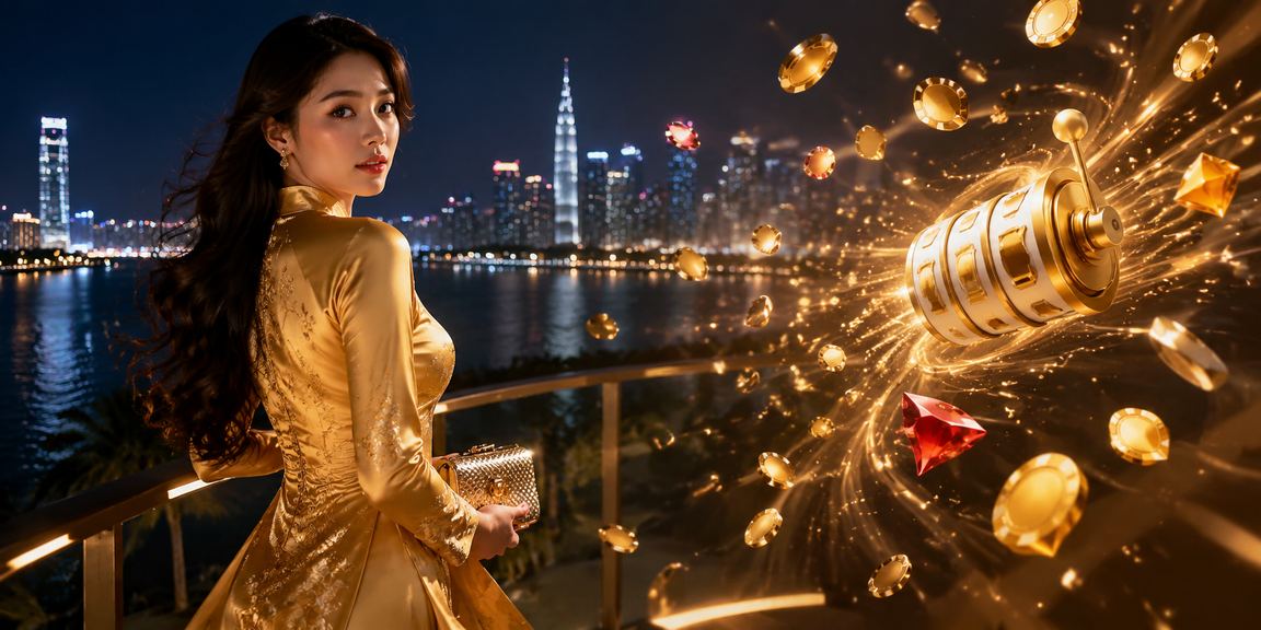 Màn hình slot game tại Thành phố Hồ Chí Minh với trang phục áo dài truyền thống Việt Nam