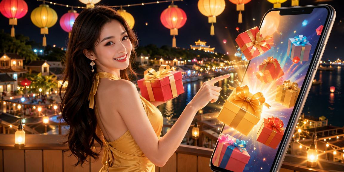 Người dùng tại Huế mở ứng dụng casino trên điện thoại giữa chợ đêm rực rỡ