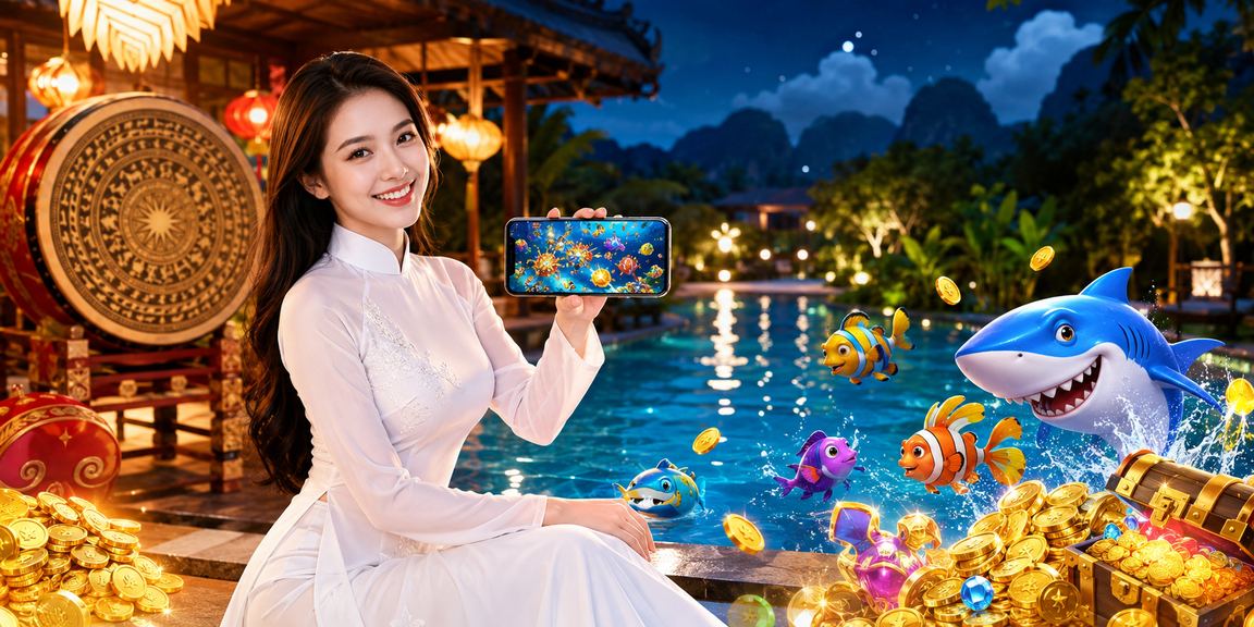 Người chơi tại Ninh Bình trong trang phục áo dài tham gia game bắn cá và jackpot trên điện thoại